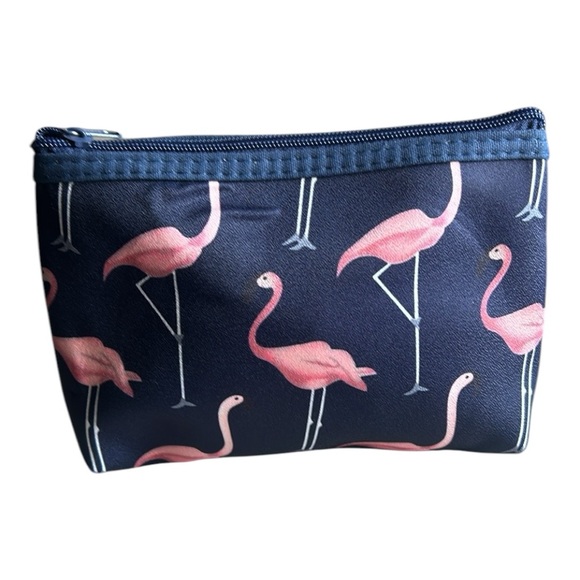 Flamingo Print Pink and Blue Cosmetic Bag Trio Set with free items NWOT - Picture 4 of 12